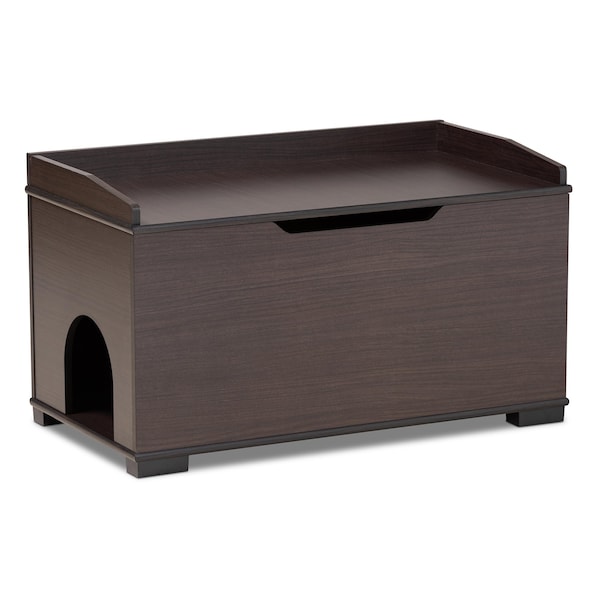 Baxton Studio Mariam ModernDark Brown Finished Wood Cat Litter Box Cover House - 194-11765-ZORO