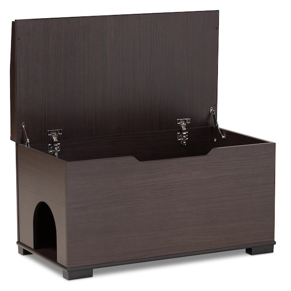 Baxton Studio Mariam ModernDark Brown Finished Wood Cat Litter Box Cover House - 194-11765-ZORO