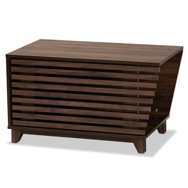 Baxton Studio Eckhart ModernWalnut Brown Finished Wood Cat Litter Box Cover House - 194-11761-ZORO