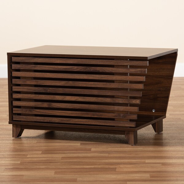 Baxton Studio Eckhart ModernWalnut Brown Finished Wood Cat Litter Box Cover House - 194-11761-ZORO