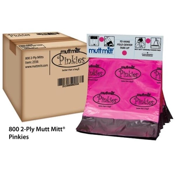 Mutt Mitt Mutt Mitt 2556 9 x 13.25 in. Hood Doggie Waste Bags- 2 Ply Breast Cancer Awareness Pinkies - 800 per Case - 2556