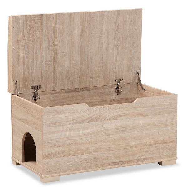 Baxton Studio Mariam ModernOak Finished Wood Cat Litter Box Cover House - 194-11763-ZORO