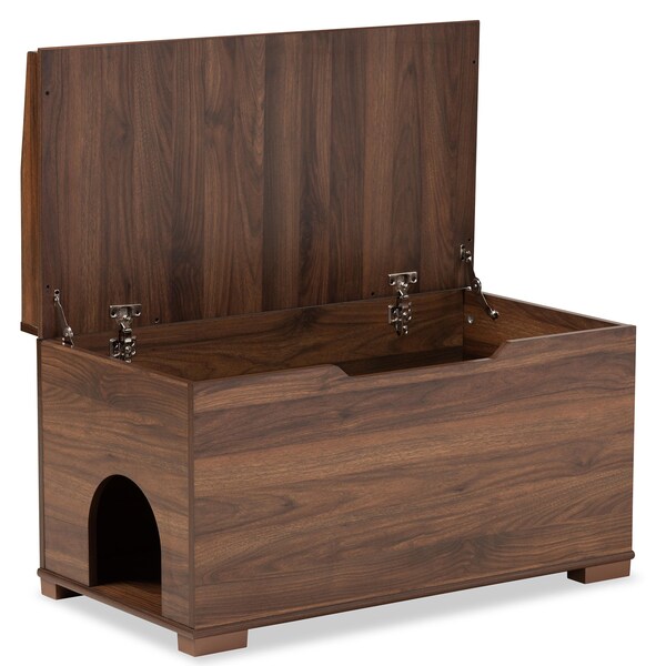 Baxton Studio Mariam ModernWalnut Brown Finished Wood Cat Litter Box Cover House - 194-11764-ZORO