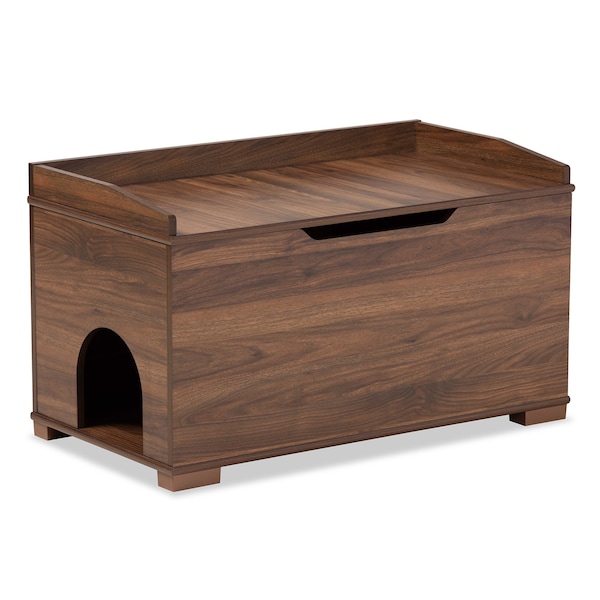 Baxton Studio Mariam ModernWalnut Brown Finished Wood Cat Litter Box Cover House - 194-11764-ZORO