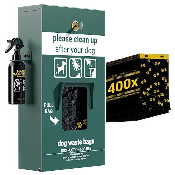 Flash Furniture Green Locking Mountable Pet Waste Bag Dispenser - YAN-GC0855425-GG