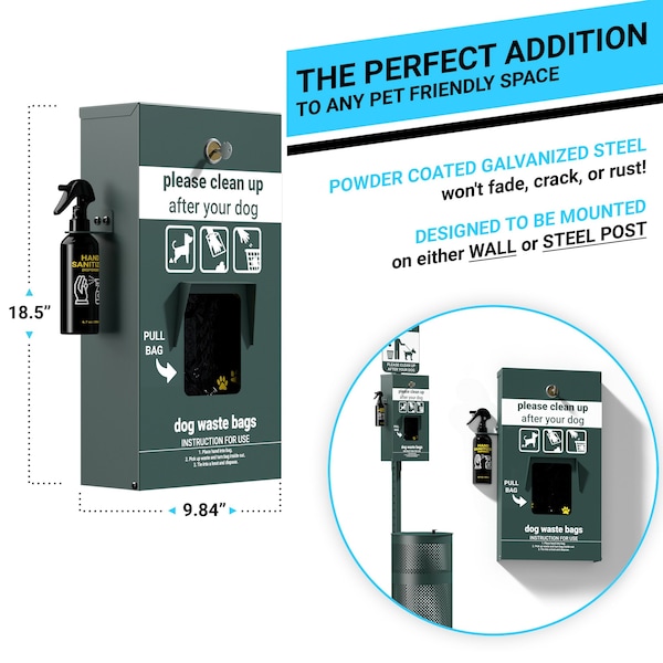 Flash Furniture Green Locking Mountable Pet Waste Bag Dispenser - YAN-GC0855425-GG
