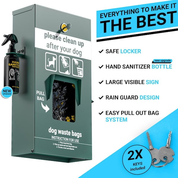 Flash Furniture Green Locking Mountable Pet Waste Bag Dispenser - YAN-GC0855425-GG
