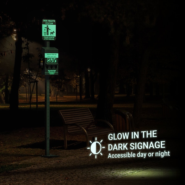Flash Furniture Green Mini Glow in the Dark Pet Waste Station-Bags - YAN-PM8D45425-GG