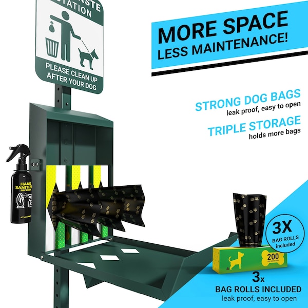 Flash Furniture Green Mini Glow in the Dark Pet Waste Station-Bags - YAN-PM8D45425-GG