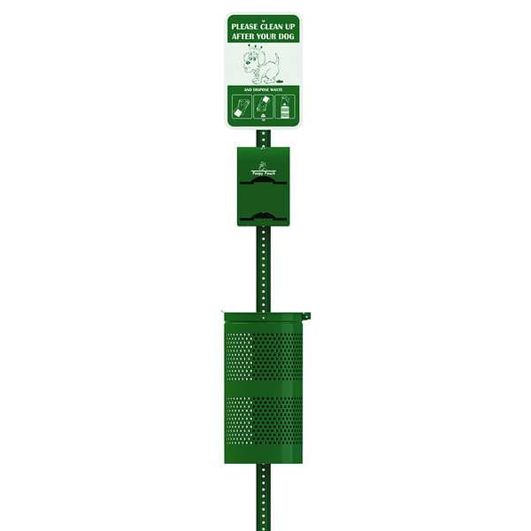 Poopy Pouch 10 gal. Round Green Trash Can - PP-SD-01-2R400-WP