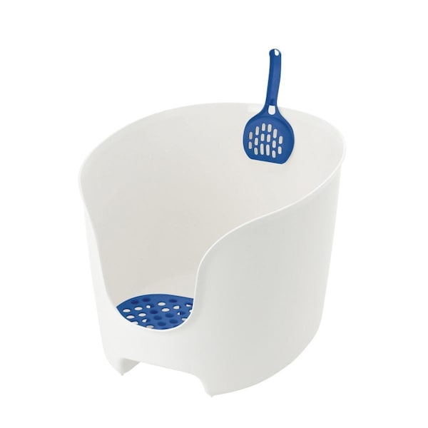 Petpalace PAW TRAX High Wall Cat Litter Box - White/Blue - PE3182780