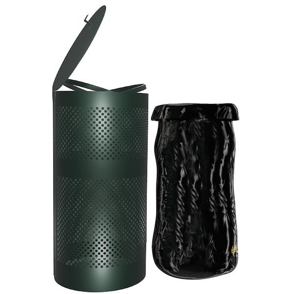 Flash Furniture 11.5 Gallon Outdoor Pet Waste Trash Can with Lid - YAN-OG9I55425-GG
