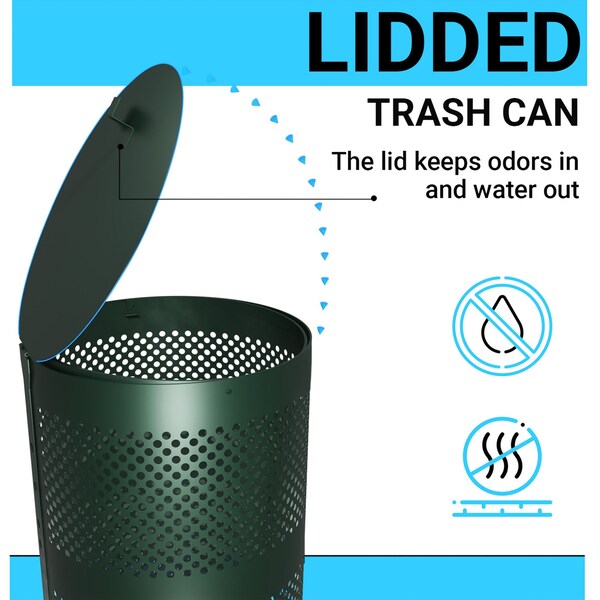 Flash Furniture 11.5 Gallon Outdoor Pet Waste Trash Can with Lid - YAN-OG9I55425-GG