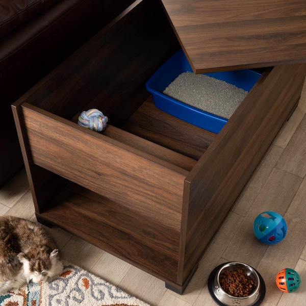 Baxton Studio Skylar Walnut Brown Finished Cat Litter Box Cover House - 166-10742