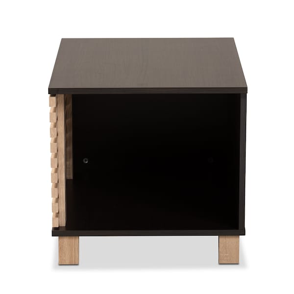 Baxton Studio Eckhart ModernTwo-Tone Dark Brown and Oak Finished Wood Cat Litter Box Cover House - 194-11762-ZORO