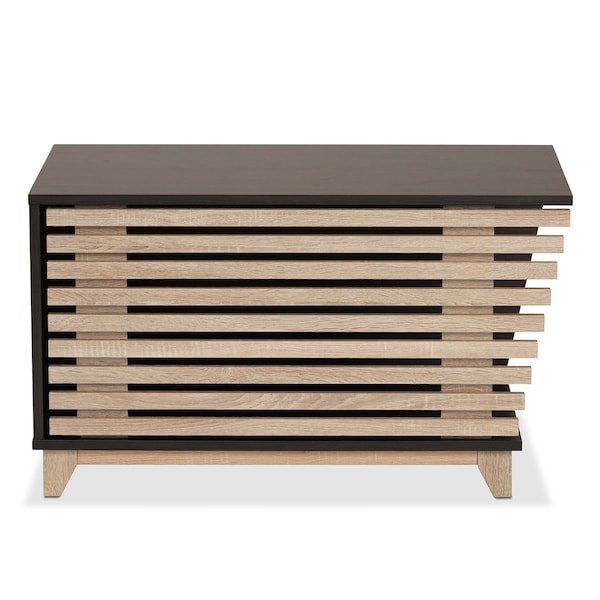 Baxton Studio Eckhart ModernTwo-Tone Dark Brown and Oak Finished Wood Cat Litter Box Cover House - 194-11762-ZORO