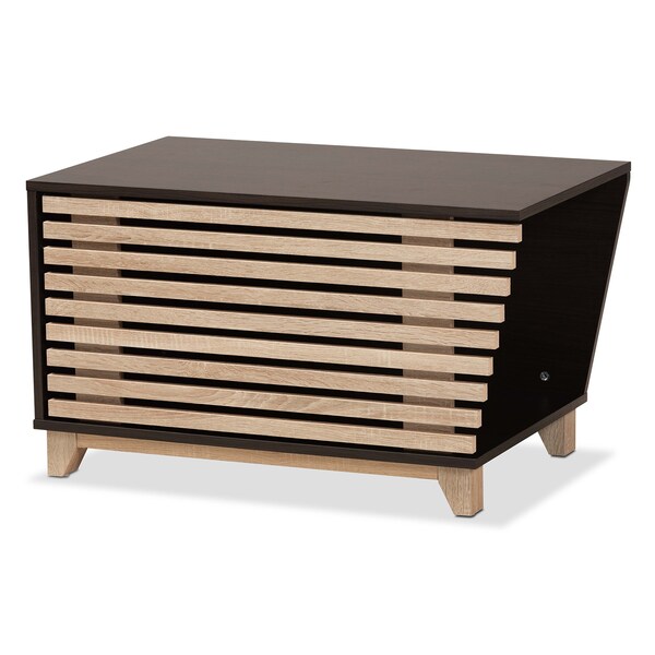 Baxton Studio Eckhart ModernTwo-Tone Dark Brown and Oak Finished Wood Cat Litter Box Cover House - 194-11762-ZORO