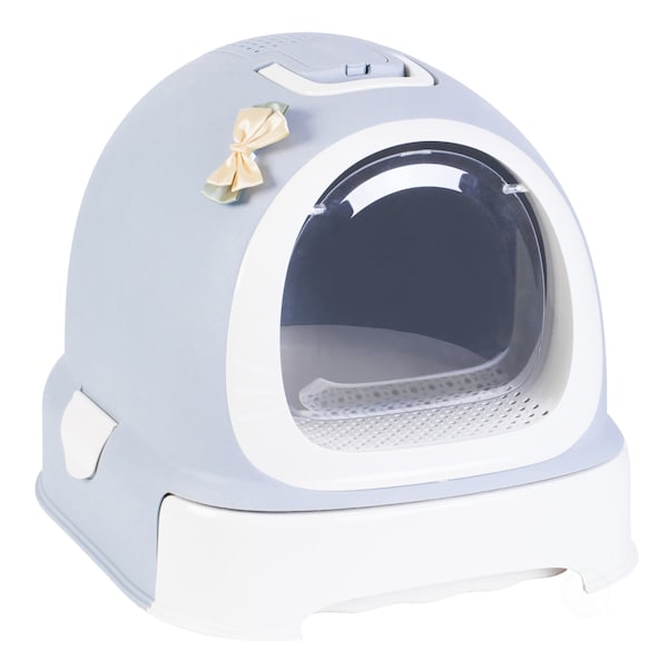 Pawsmark Fully Enclosed Hooded Litter Pan with Front Entry Odor Close Door, Cat Litter Scoop Included - QI003672
