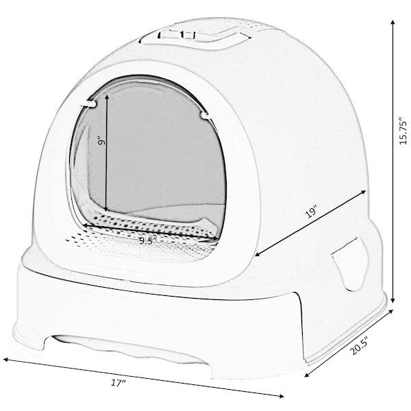 Pawsmark Fully Enclosed Hooded Litter Pan with Front Entry Odor Close Door, Cat Litter Scoop Included - QI003672