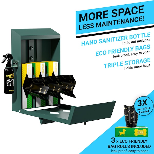 Flash Furniture Green Locking Mountable Pet Waste Bag Dispenser - YAN-Y2V045425-GG