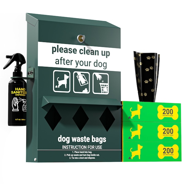 Flash Furniture Green Locking Mountable Pet Waste Bag Dispenser - YAN-Y2V045425-GG