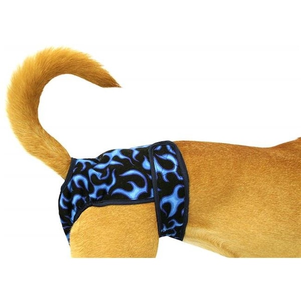 Seasonals Seasonals 41218BFL Washable Male Dog Belly Band; Blue Flames - Fits King - 41218BFL