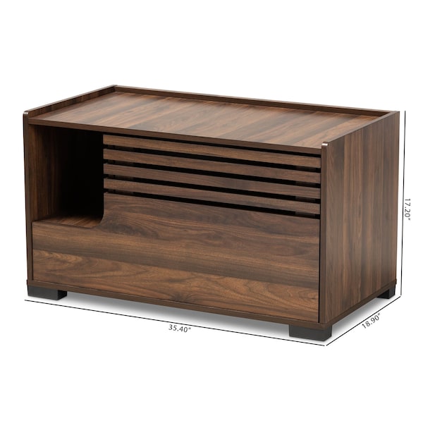 Baxton Studio Claire Walnut Brown Finished Cat Litter Box Cover House - 166-10741