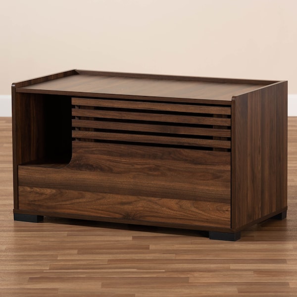 Baxton Studio Claire Walnut Brown Finished Cat Litter Box Cover House - 166-10741