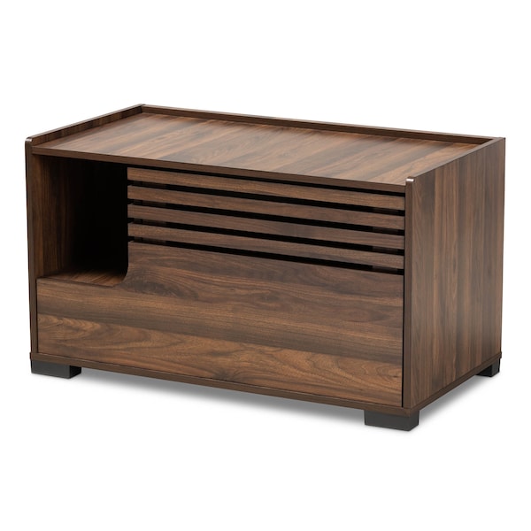 Baxton Studio Claire Walnut Brown Finished Cat Litter Box Cover House - 166-10741