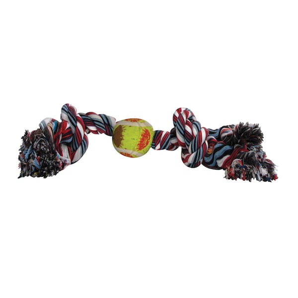 Diggers Boss Pet Digger's Multicolored Cotton Rope with Tennis Ball Rope with Tennis Ball Dog Toy Large 1 pk - A03885