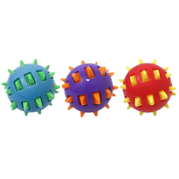 Fly Free Zone Spike Balls Rubber Dog Toy, Assorted Color - FL2514944