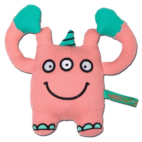 Touchdog Cartoon Three-Eyed Monster Plush Dog Toy - Pink - One Size - DT40PK