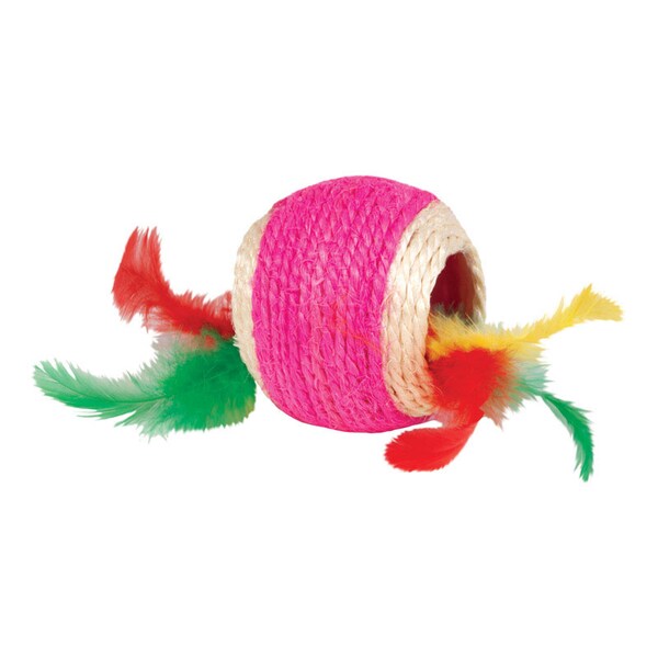 Kylies Kylies Brights Assorted Jute Ball with Feather Cat Toy Large 1 pk - IDC10186