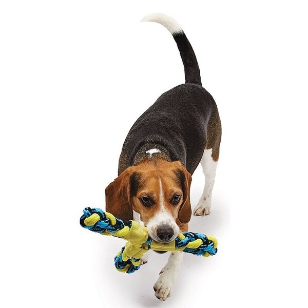 Pet Park Blvd Dog Toy, Fetch, Toss, Tug Toy, Paracord Rope Twisted Tri-Flyer, Yellow - US2049 99