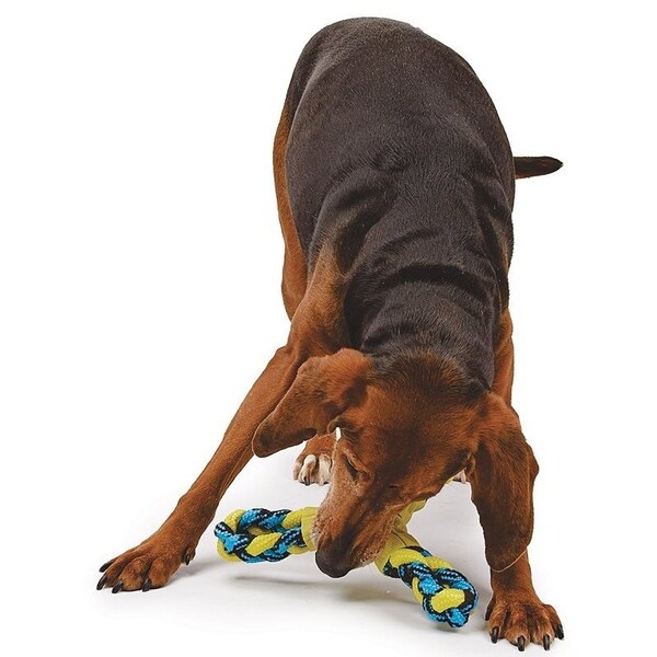Pet Park Blvd Dog Toy, Fetch, Toss, Tug Toy, Paracord Rope Twisted Tri-Flyer, Yellow - US2049 99