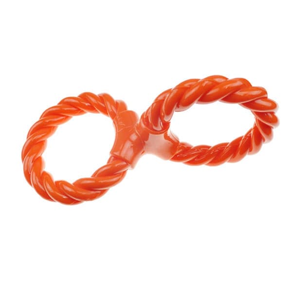Petpalace TPR & Rope Double Ring Twist Tug Toy, Orange - PE3174943