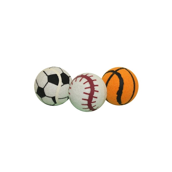 Multipet Dog Toy Ruff Enuff Assorted Sports Tennis Balls Plush Small Assorted - 29163