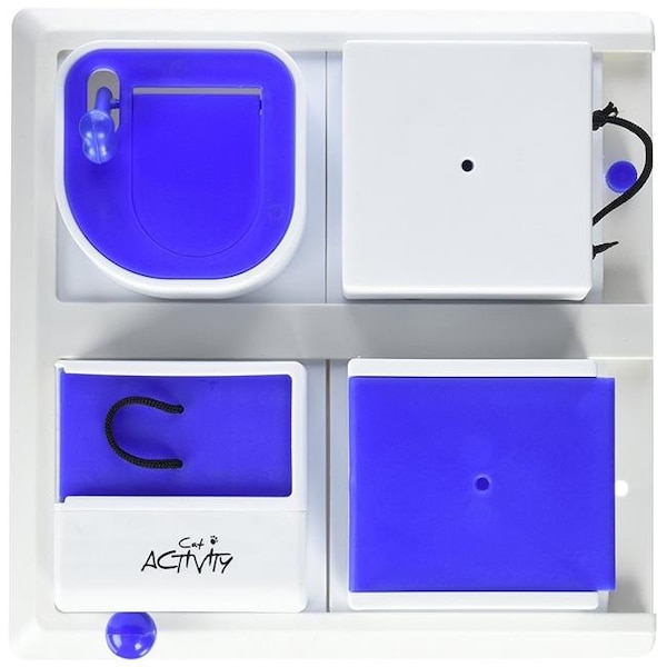 Trixie Pet Products Trixie Pet Products 4597 Poker Box Activity for Cats; Blue & White - 4597