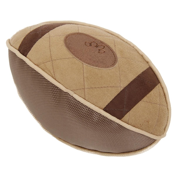 Petpurifiers Pugskin Durable Oxford Nylon & Mesh Plush Squeaky Football Dog Toy, Khaki - PE3163094