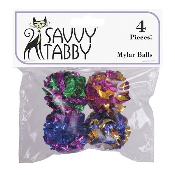 Savvy Tabby Savvy Tabby US1389 04 Mylar Balls - Toys - Pack of 4 - US1389 04