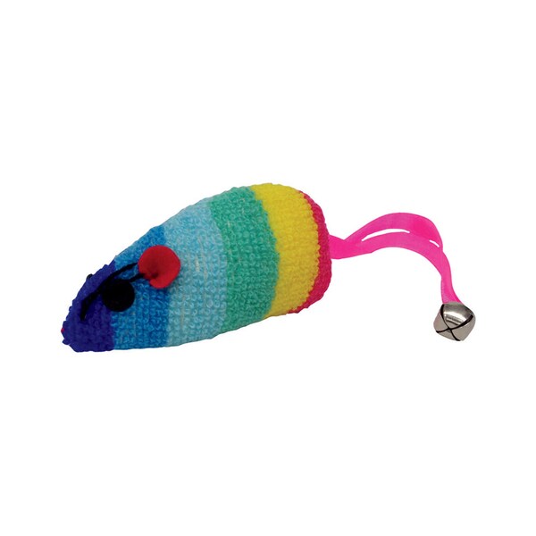 Boss Scruffys Multicolored Fleece Rainbow Mouse Catnip Toy Large 1 pk - 32002