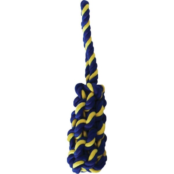 Petsport Usa 7 in. Twisted Chew Bumper Dog Toy, Blue & Yellow - Mini - 713080803781