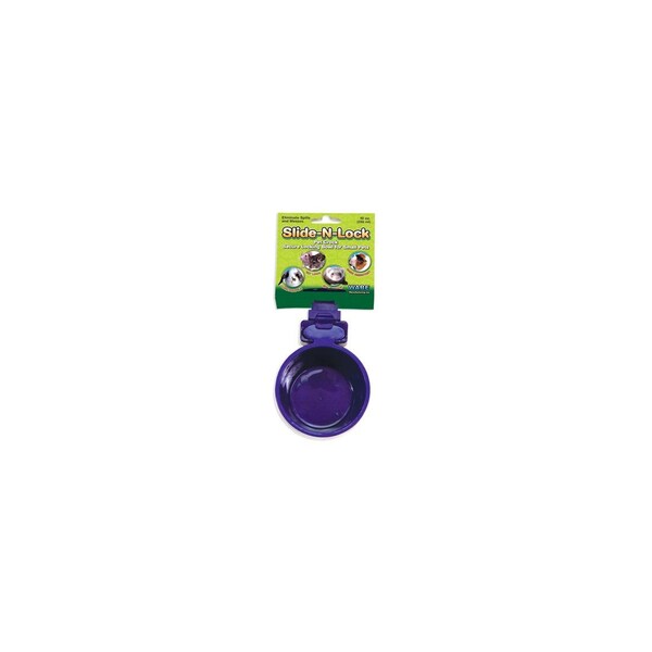 Ware Mfg Slide-N-Lock Pet Feeding Crock, Attaches to Cage, 10-oz., Assorted Colors - 3301