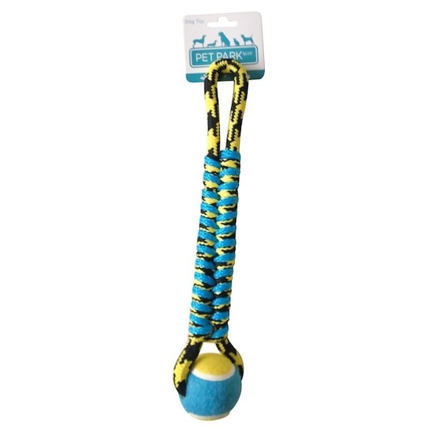 Pet Park Blvd Dog Toy, Twisted Tug with Tennis Ball Toy, Paracord, Blue - US2048 19