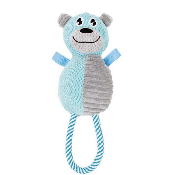 Petpurifiers Natural Jute & Squeak Chew Tugging Dog ToyBlue & Grey One Size - PE785813