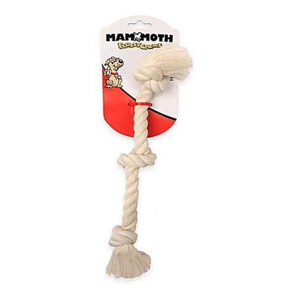 Mammoth Pet Products Mammoth Pet Products 017773 20 in. Flossy Chews Cotton 3 Knot Rope Tug Toy; White - Medium - 17773