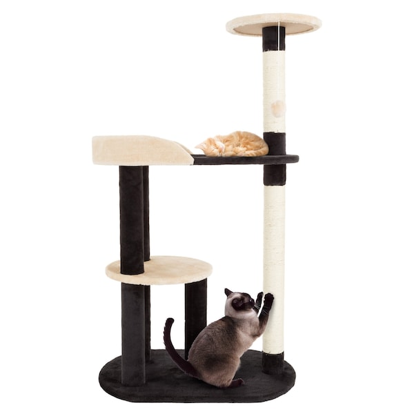 Pet Adobe Cat Tree 3 tier 42.25in high with 2 scratching posts Black and Tan by Pet Adobe - 386931IHC