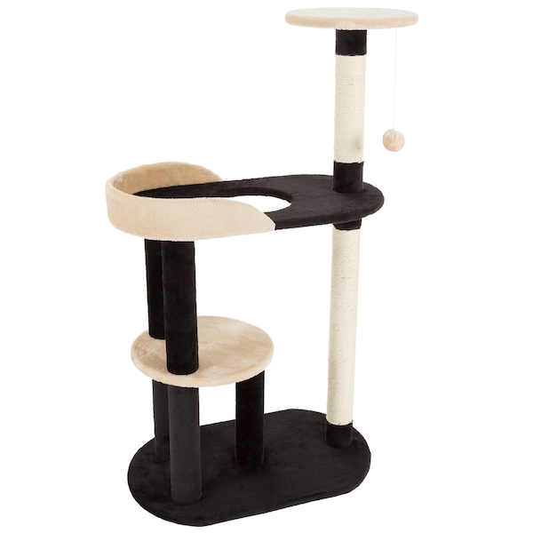 Pet Adobe Cat Tree 3 tier 42.25in high with 2 scratching posts Black and Tan by Pet Adobe - 386931IHC