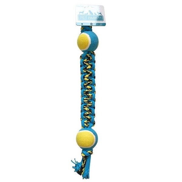 Pet Park Blvd Dog Toy, Chew, Fetch, Tug Toy, Paracord Rope Double Tennis Tug, Yellow - US2056 99