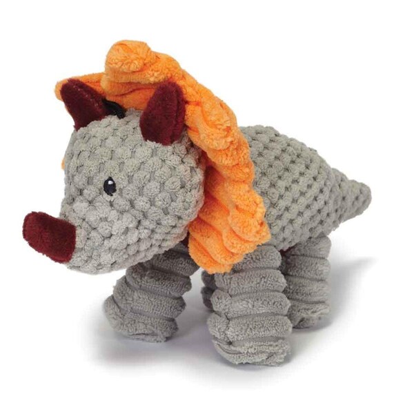 Bufffuerte Jurassic Cord Crew Triceratop Dog Toy, Gray - Small - BU1667766